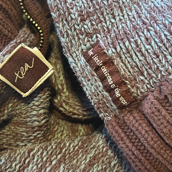 Tea Collection Kids Zip Up Sweater Cardigan Brown and Teal OG Designs - Picture 7 of 9
